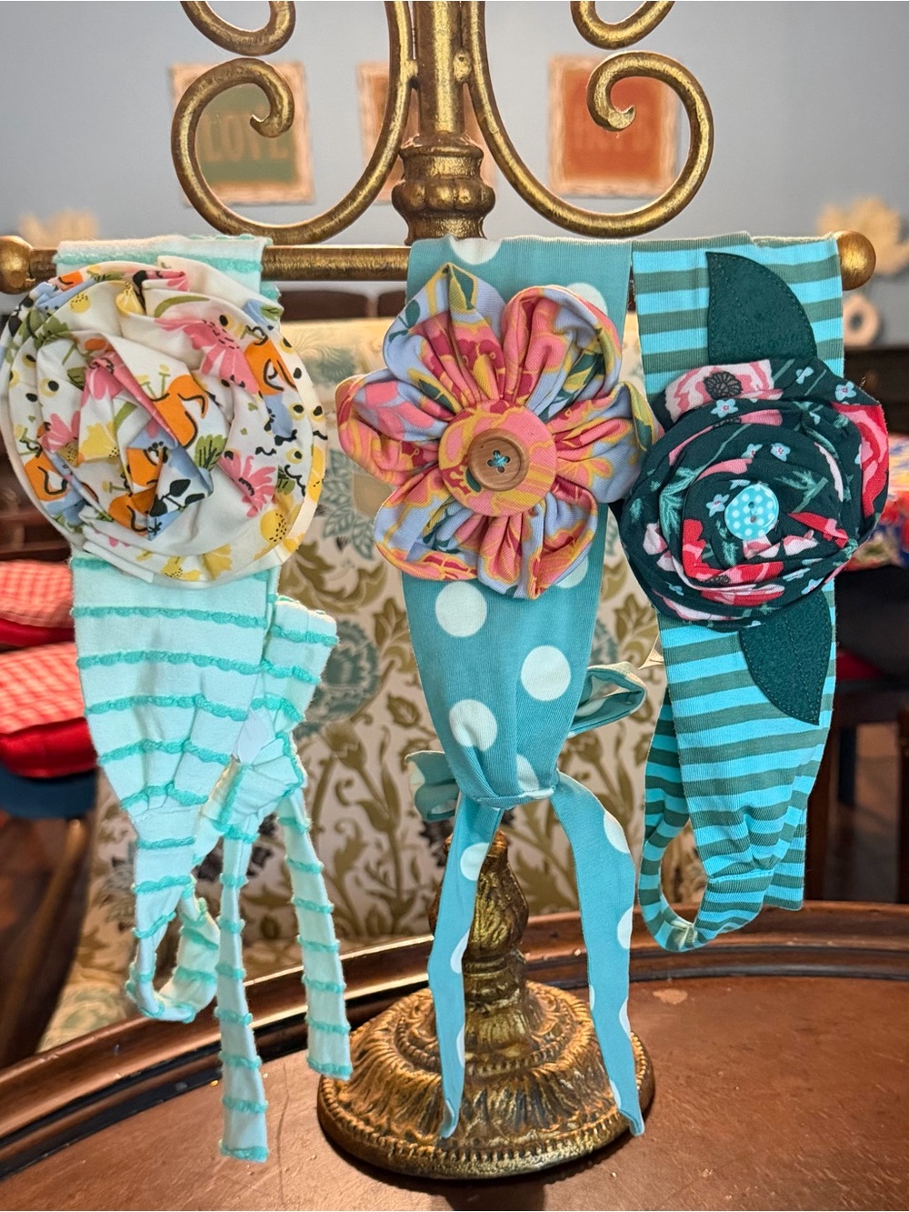 Matilda Jane Aqua and Turquoise Floral Headband Trio for Girls
